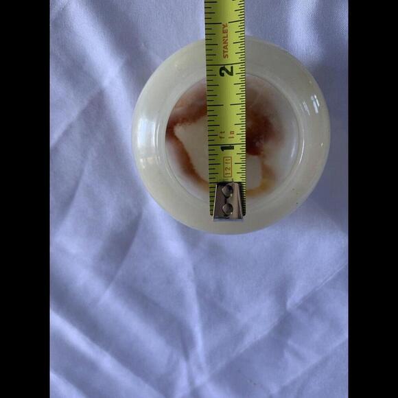 Hand Carved Onyx Trinket Bowl Jar Lid Inlaid w/ Mother of Pearl Flowers Pakistan - Picture 14 of 15